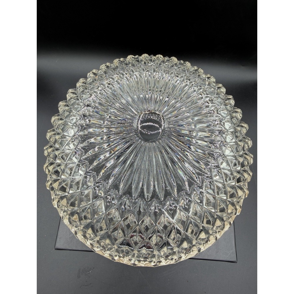 ✨🇩🇪 Vintage Pressed Glass Bowl w/ Silverplate Rim – Germany–MC Diamond Pattern - Picture 8 of 8
